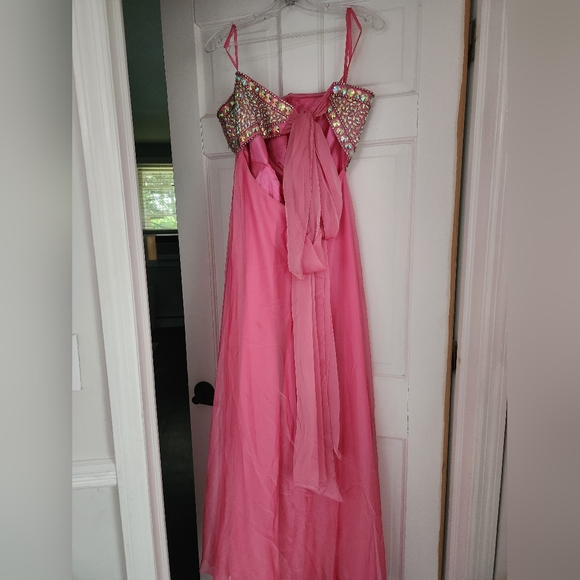 Strapless Pink Rhinestone Gown - Picture 6 of 7